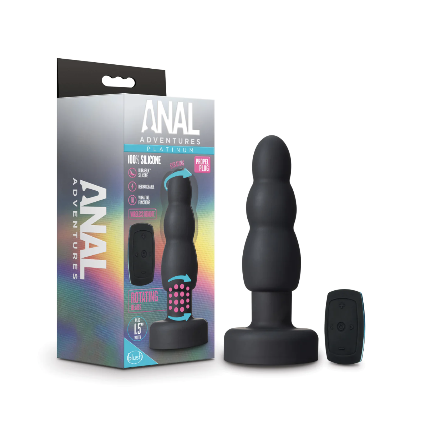 Anal Adventures Platinum Propel Vibrating And Rotating Butt Plug With